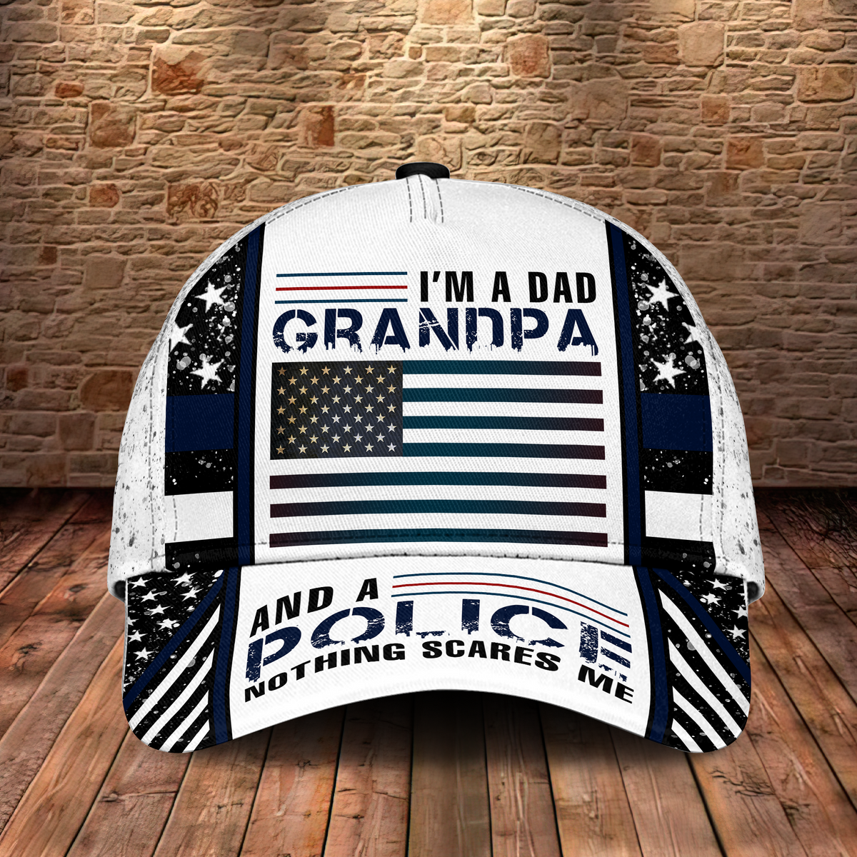 Police Nothing Scares Me Blue Classic Cap For Outdoor Events Beach Travel And Relaxed Daily Style
