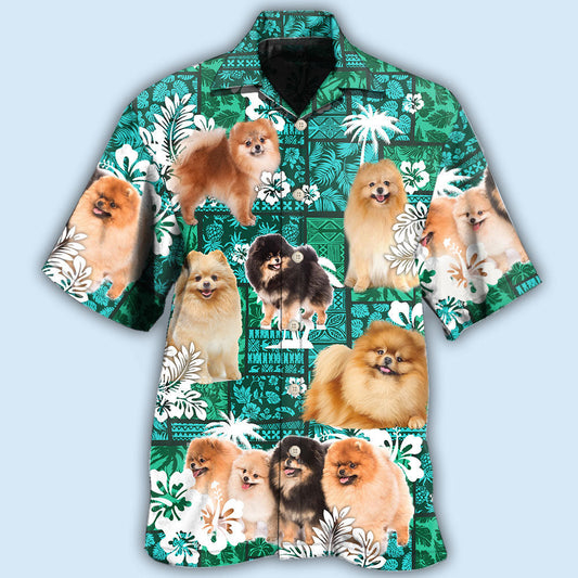 Tropical Pomeranian Dog Hawaiian Shirt For Coastal Getaways, Outdoor Gatherings, And Thoughtful Gift Giving