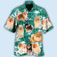 Green Tropical Dog Pomeranian Hawaiian Shirt Pattern View For Relaxed Warm Weather Outfits