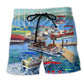 Pontoon Captain Lake Beach Shorts Pattern View For Relaxed Vacation Styling