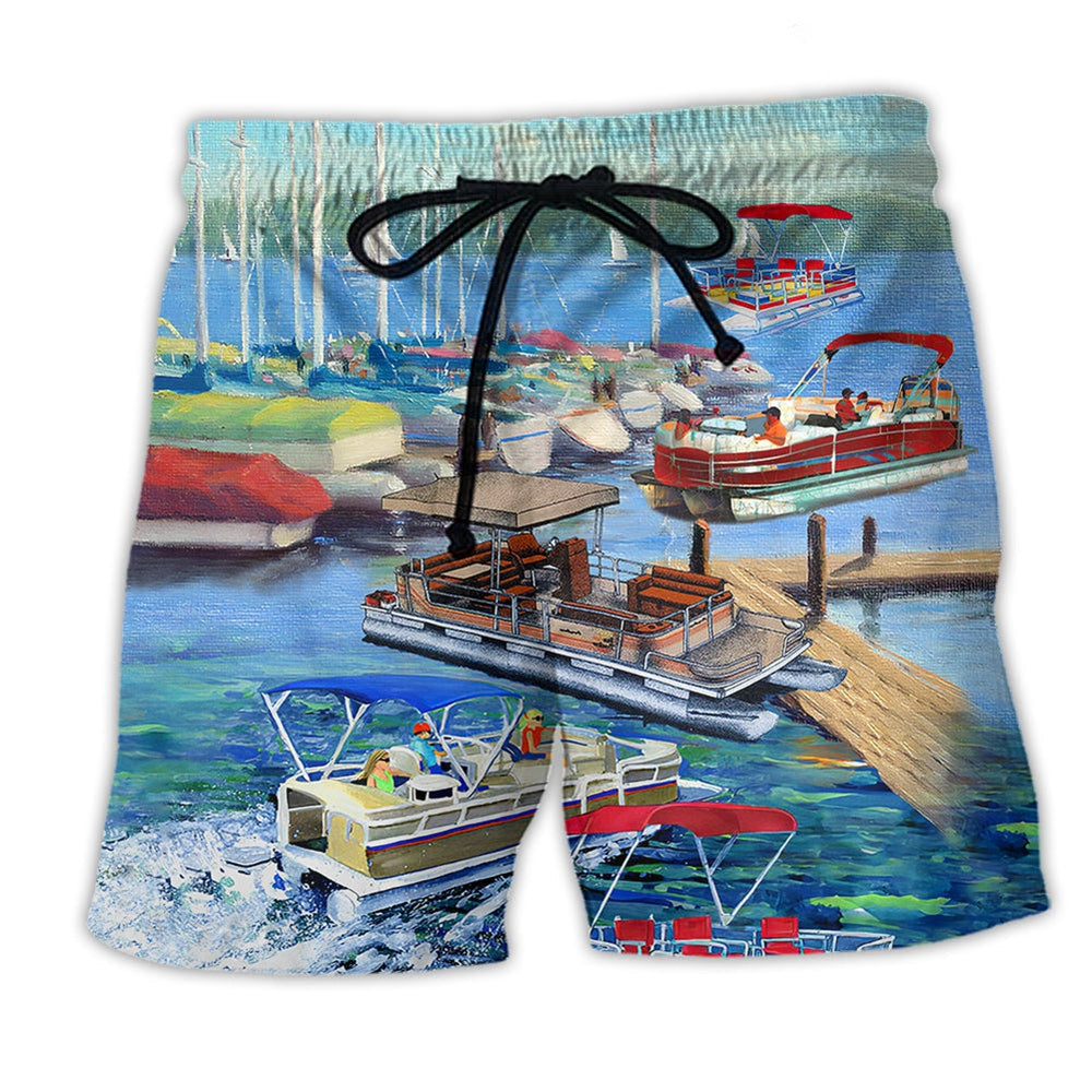 Pontoon Captain Lake Beach Shorts Pattern View For Relaxed Vacation Styling