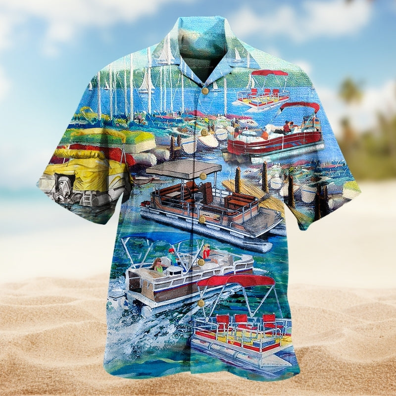 Pontoon Captain Hawaiian Shirt For Island Vacations, Resort Wear, And Relaxed Seasonal Style