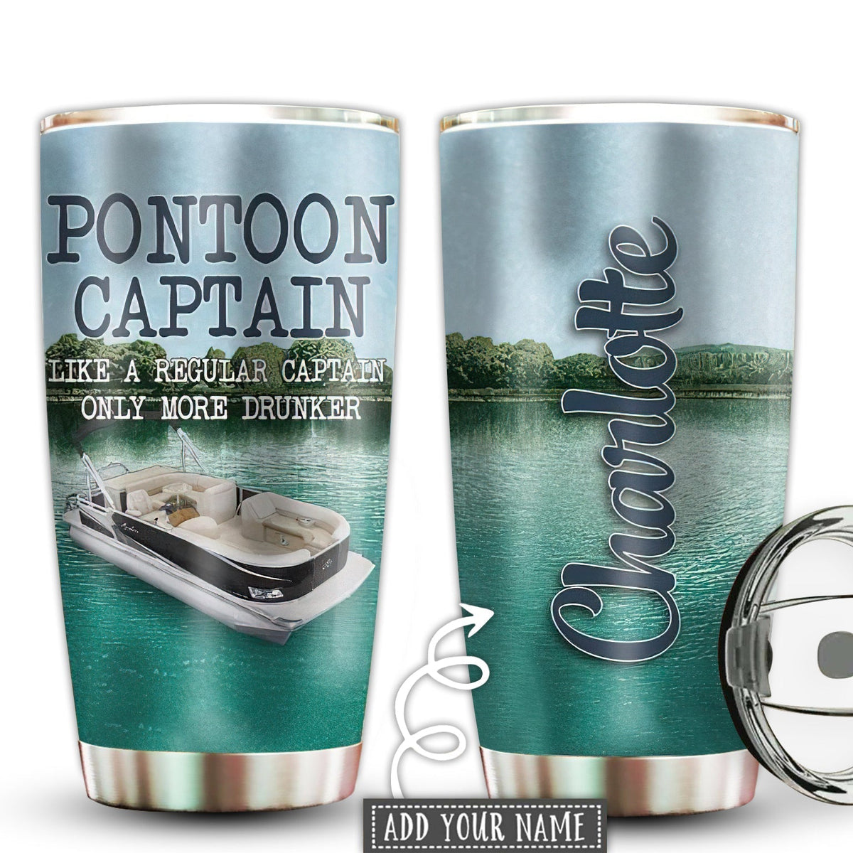 Pontoon Captain Summer Party Personalized 20 Oz Tumbler For Coffee Travel And Daily Drinks