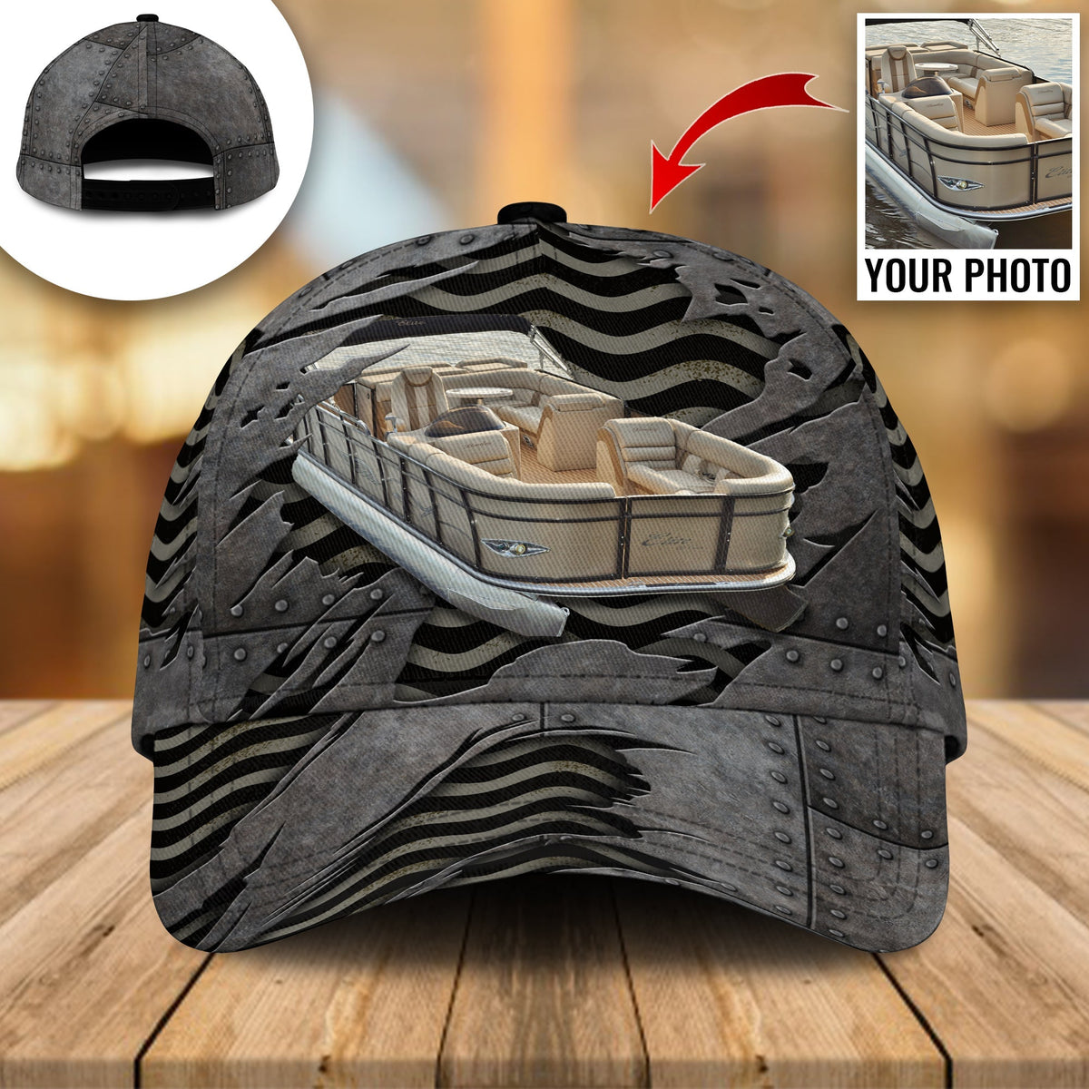 Pontoon Boat Custom Photo Personalized Classic Cap For Travel Holidays Parties And Relaxed Casual Styling