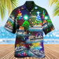 Christmas Pontoon Boat Hawaiian Shirt With Detailed Graphic For Tropical Parties Vacation Travel And Casual Summer Style