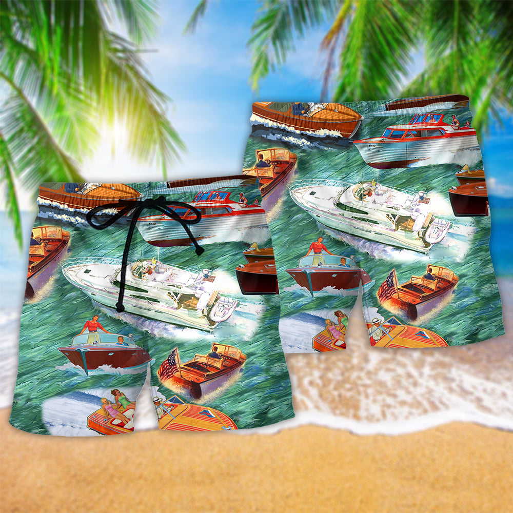 Pontoon Boat Summer Beach Shorts Pattern Detail For Outdoor Activities And Comfortable Resort Style