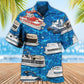 Blue Boat Pontoon Water Hawaiian Shirt For Summer Vacation And Beach Travel