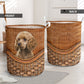 Poodle Dog Rattan Texture Laundry Basket For Room Home Organizer