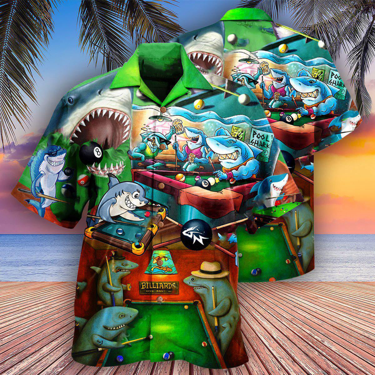 Shark Pool Fun Hawaiian Shirt Pattern View For Lightweight Everyday Style