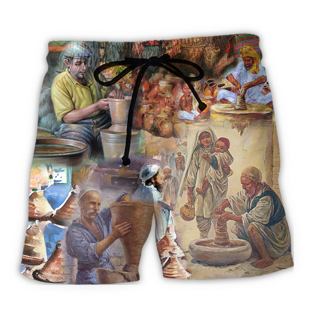 Pottery Beach Shorts For Tropical Holidays And Comfortable Daily Use
