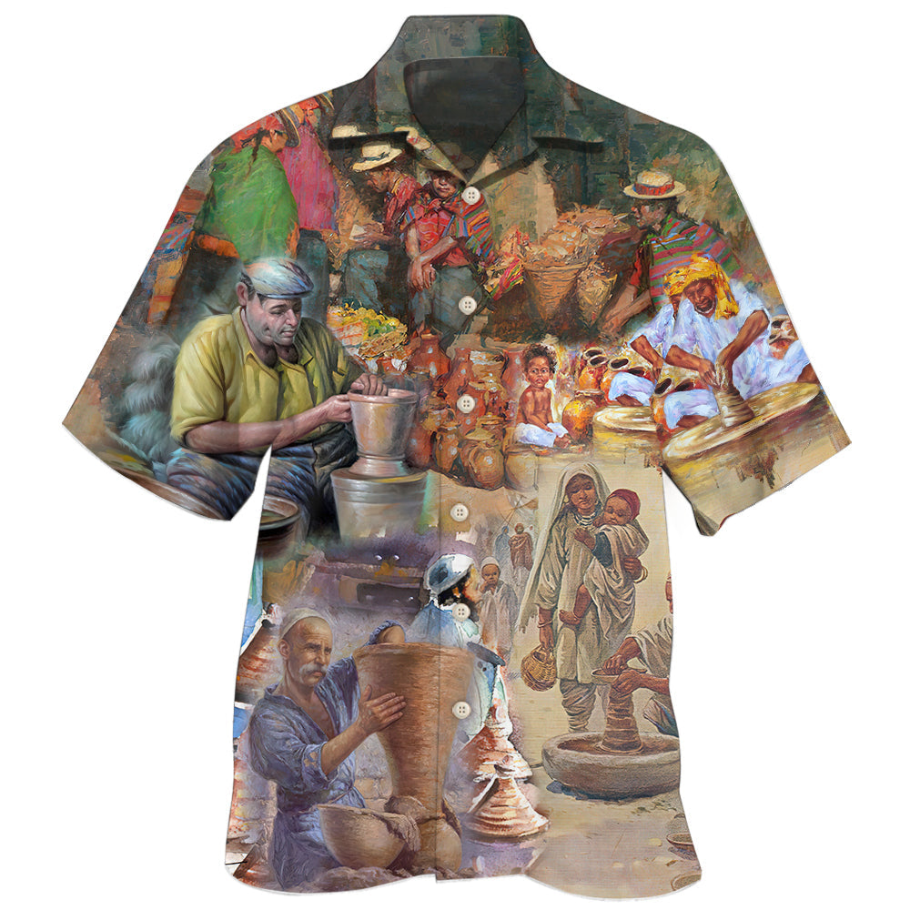 Creative Pottery Handmade Hawaiian Shirt For Tropical Holidays, Outdoor Gatherings, And Everyday Comfort