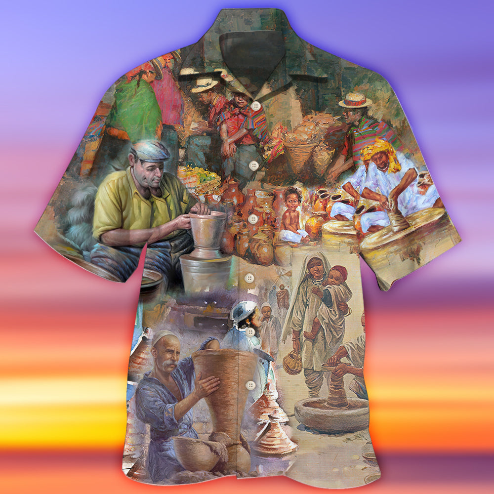 Creative Pottery Handmade Hawaiian Shirt For Tropical Holidays, Outdoor Gatherings, And Everyday Comfort