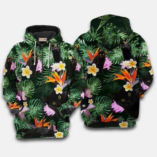 Funny Powered Cat Hawaii Hoodie For Wildlife Adventures Everyday Wear And Relaxed Outfits