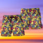Dark Skull Hand Tropical Beach Shorts Artwork Detail For Tropical Travel And Everyday Wear