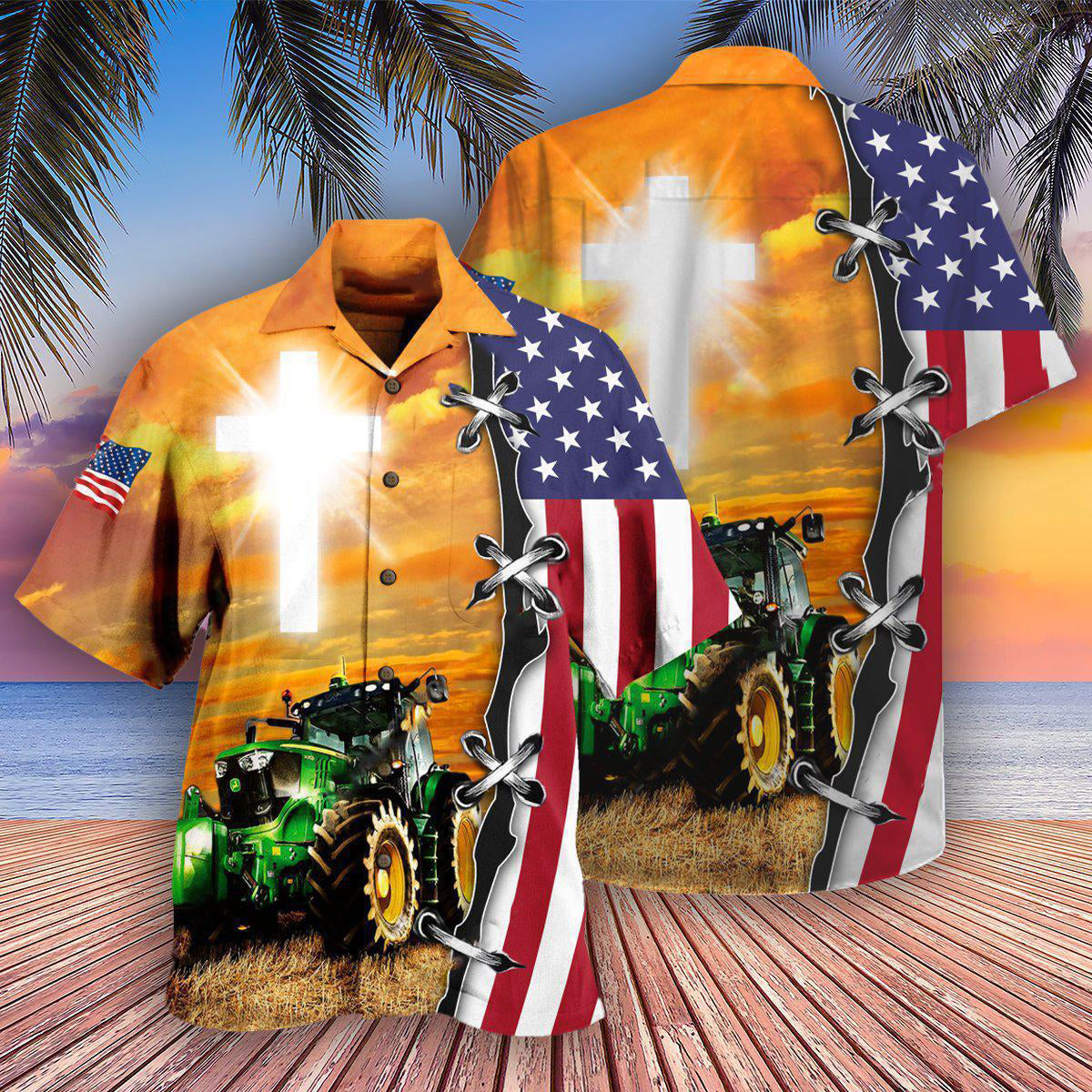 Farm Tractor Hawaiian Shirt With Detailed Graphic For Summer Events Coastal Travel And Comfortable Styling