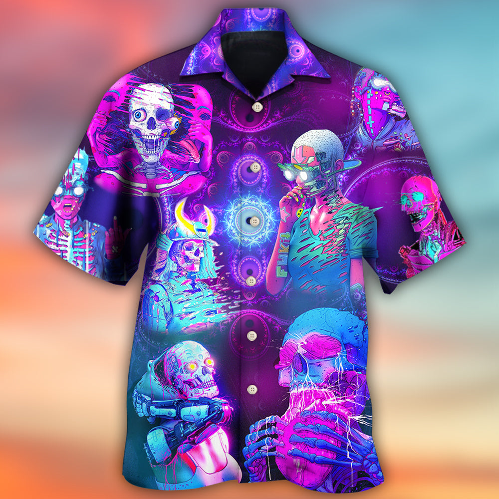 Purple Skull Psychic Face Future Hawaiian Shirt Design View For Resort Travel And Thoughtful Gifting