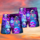 Skull Psychic Face Future Purple Beach Shorts Print View For Coastal Escapes And Casual Outings