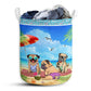 Pug Dog And Beach Summer Laundry Basket For Bathroom Bedroom Storage