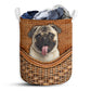 Pug Dog Rattan Texture Laundry Basket For Bathroom Bedroom Storage