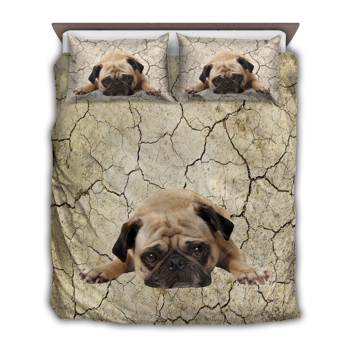 Pug Dog Sleeping Lonely Bedding Cover For Pet Lover Bedroom Decor