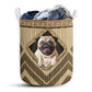 Pug Dog Wicker Texture Hole Laundry Basket For Bathroom Bedroom Storage