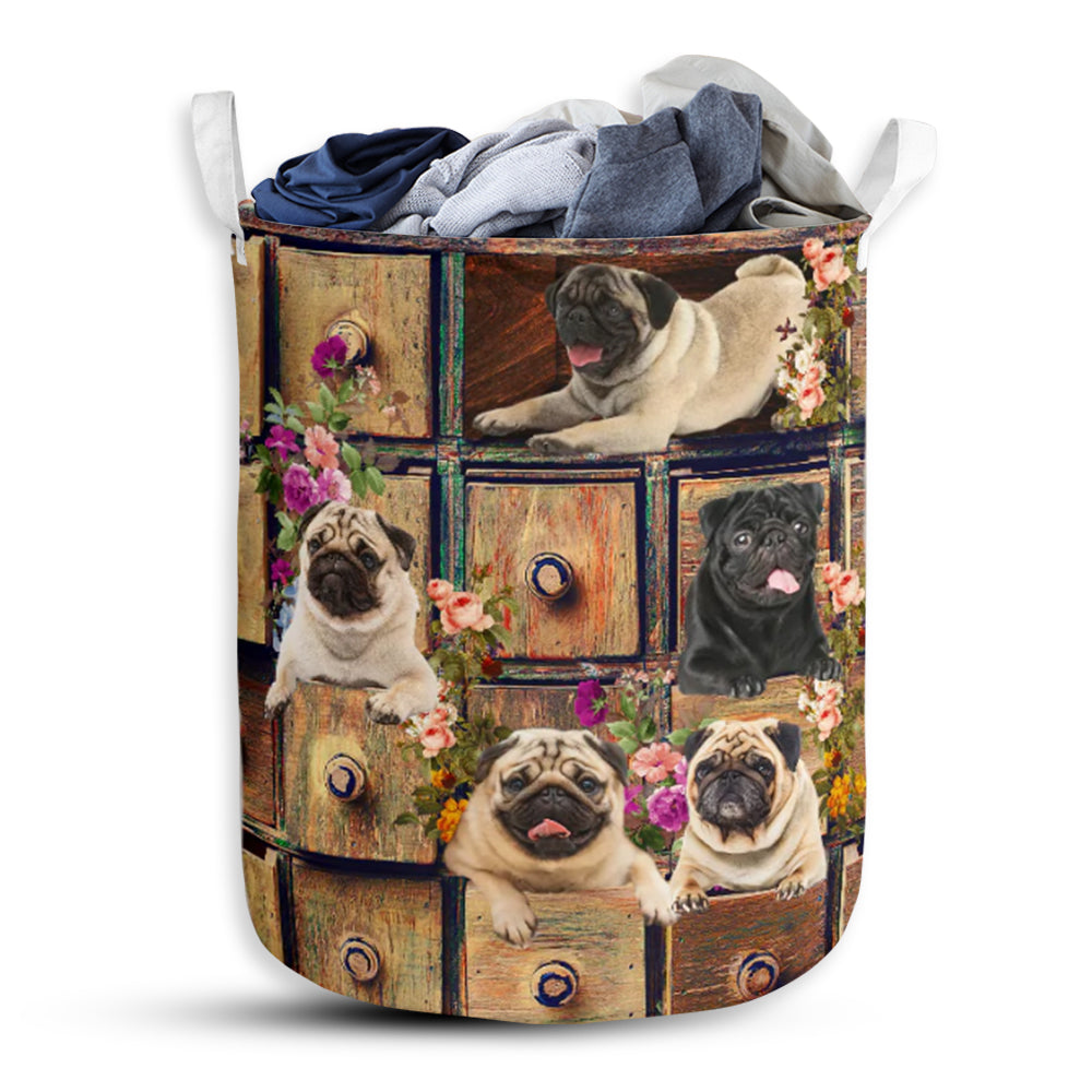 Pug Drawer Laundry Basket For Bathroom Bedroom Storage