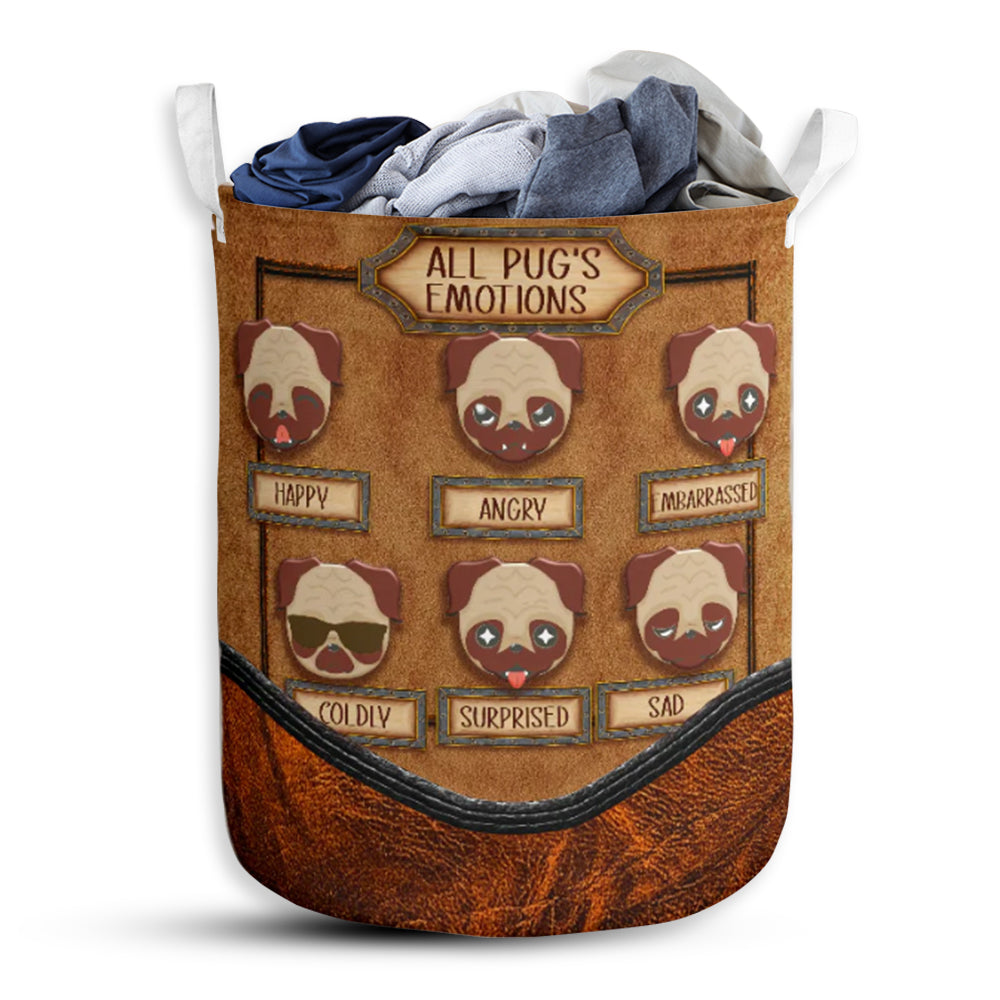 Pug Emotions Laundry Basket For Bathroom Bedroom Storage