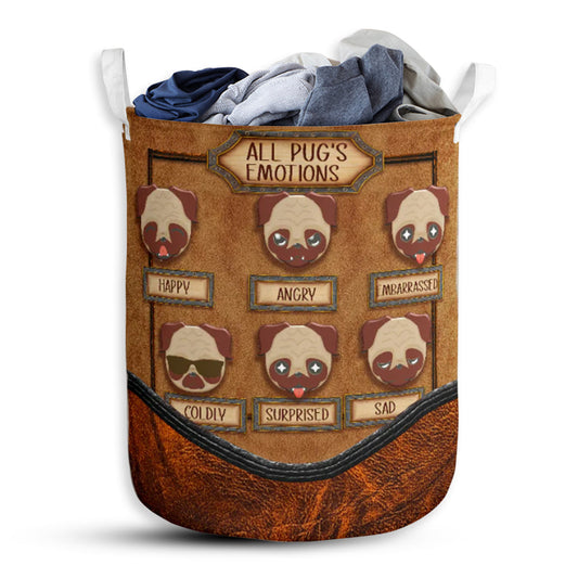 Pug Emotions Laundry Basket For Bathroom Bedroom Storage
