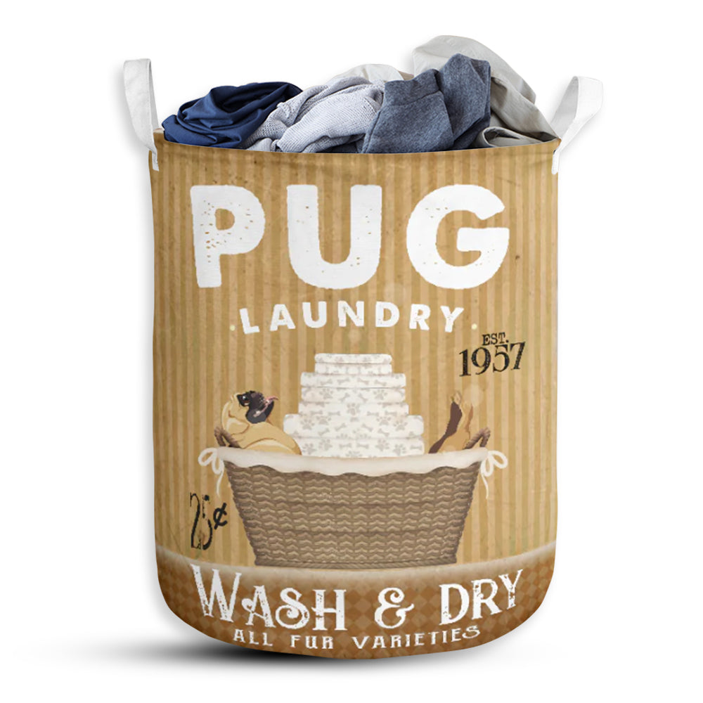 Pug 1957 Laundry Basket For Bathroom Bedroom Storage