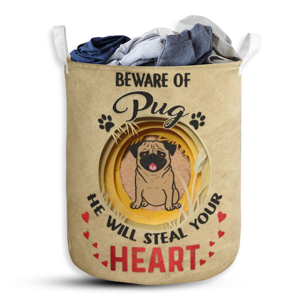 Pug Paper Laundry Basket For Bathroom Bedroom Storage