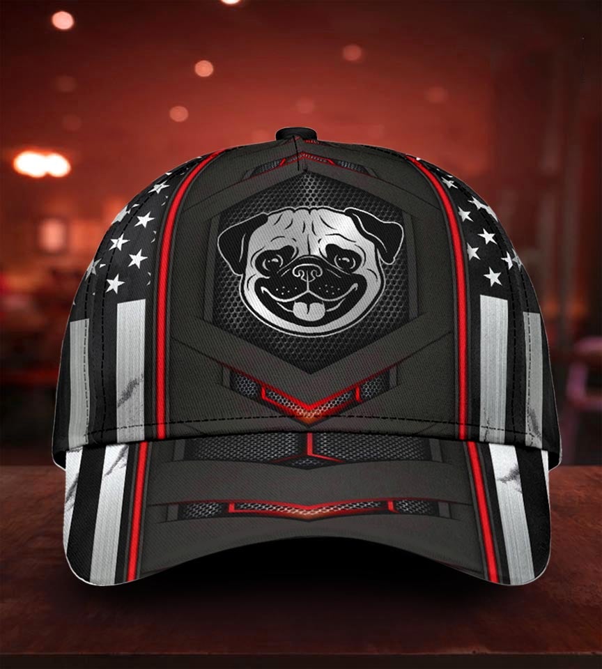 Pug Red Flag Carbon Classic Cap For Travel Holidays Parties And Relaxed Casual Styling