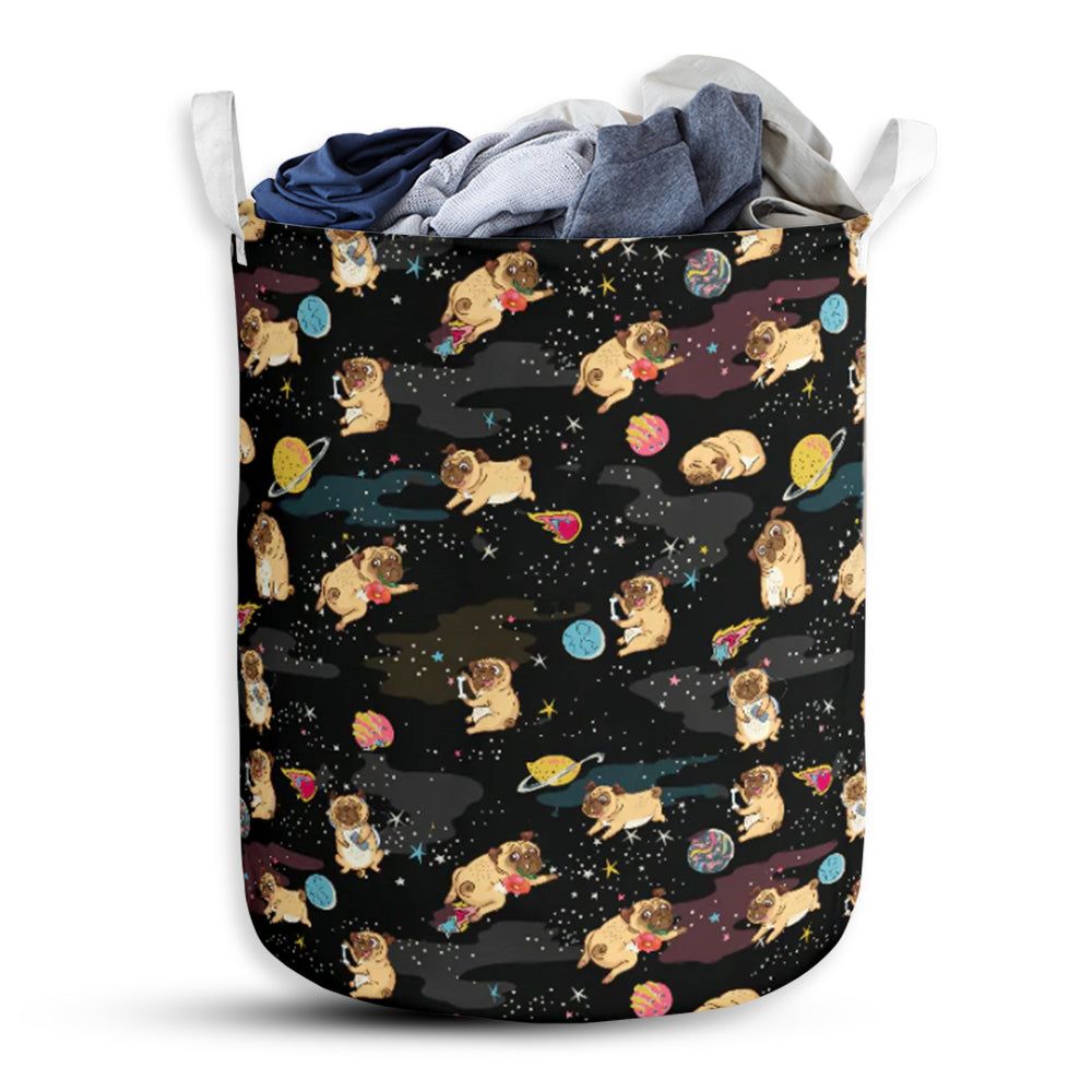 Pug Love Galaxy Sky Laundry Basket For Bathroom Bedroom Storage