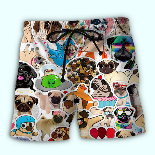 Funny Pug Dog Lover Beach Shorts For Tropical Getaways And Weekend Adventures