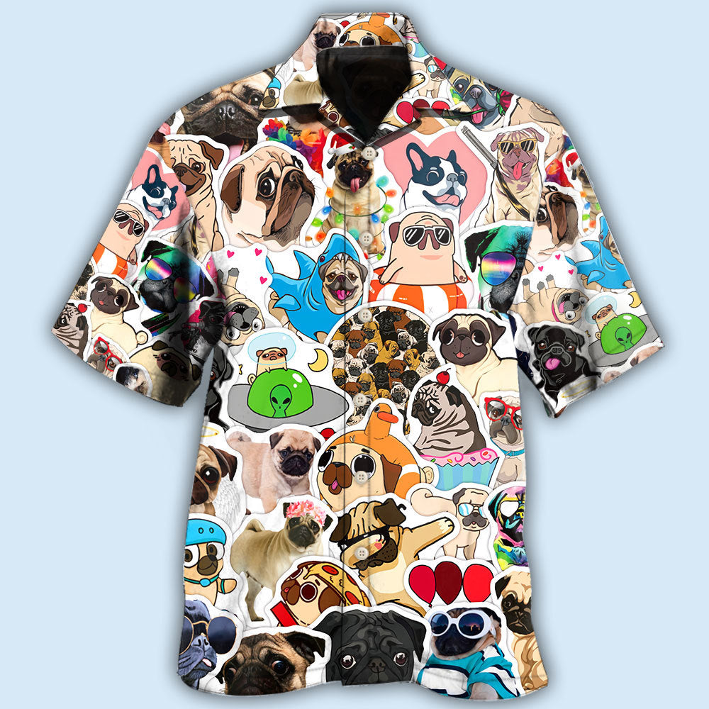Funny Pug Dog Pattern Hawaiian Shirt For Coastal Getaways, Outdoor Gatherings, And Thoughtful Gift Giving