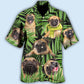Tropical Pug Leaf Hawaiian Shirt For Resort Trips, Coastal Parties, And Warm Weather Style