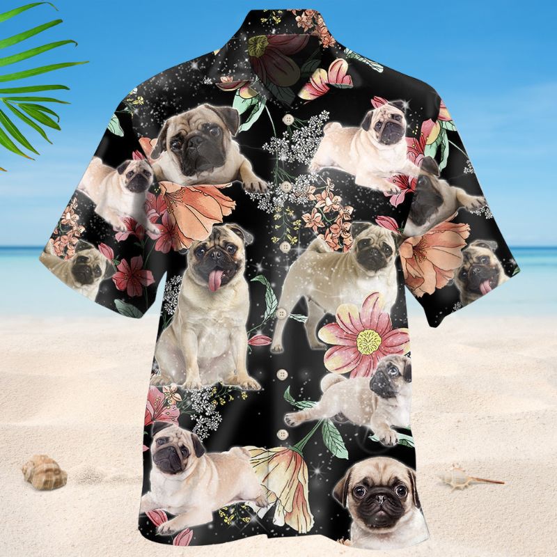 Tropical Pug Hawaiian Shirt For Beach Days, Summer Outings, And Thoughtful Gift Giving