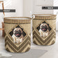 Pug Dog Wicker Texture Hole Laundry Basket For Room Home Organizer