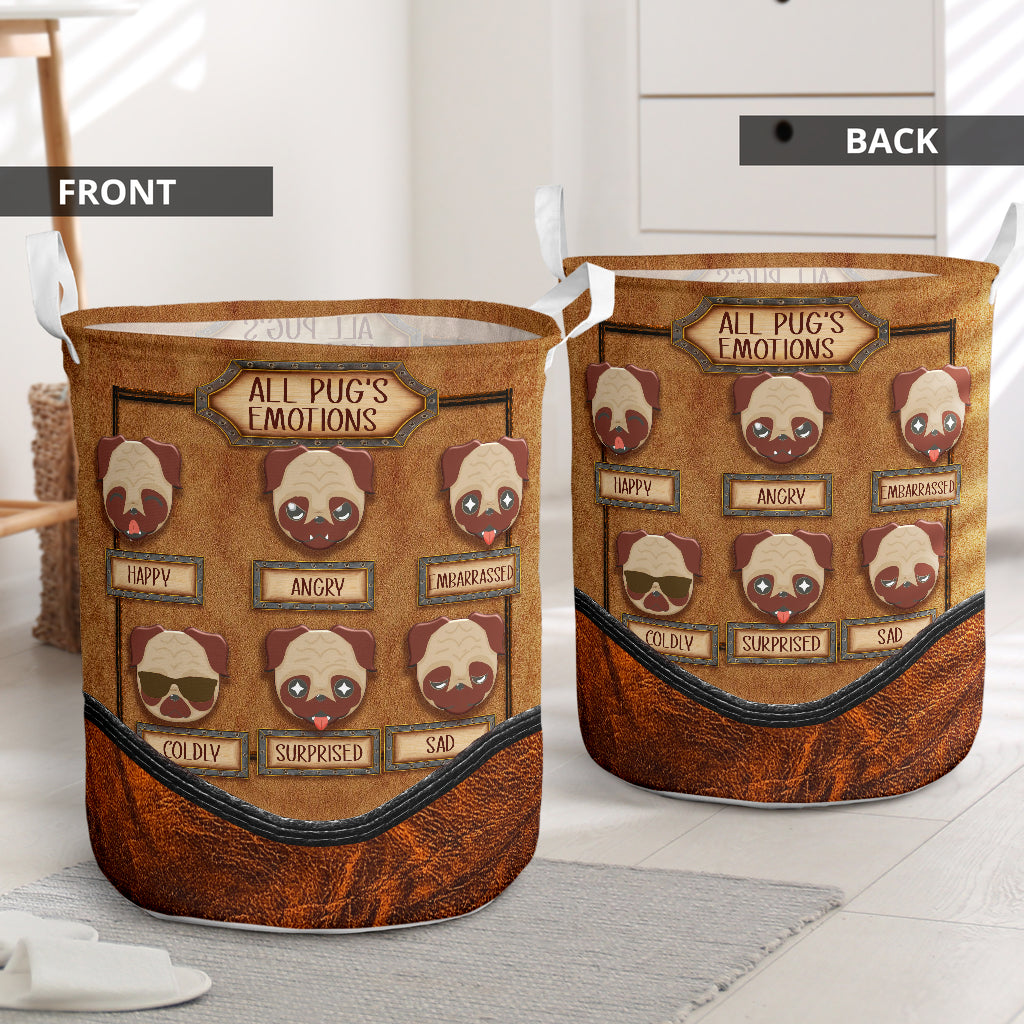 Pug Emotions Laundry Basket For Room Home Organizer