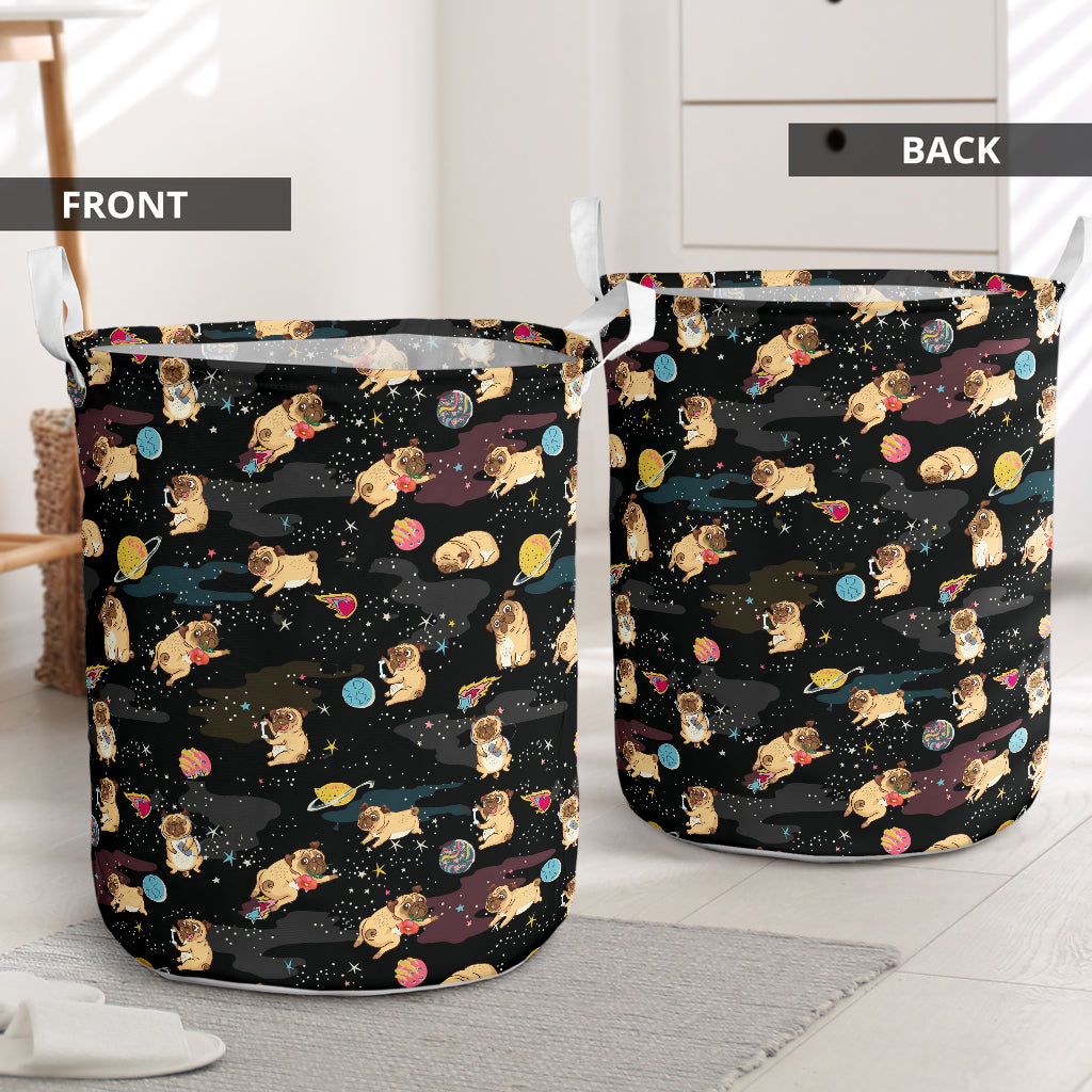 Pug Love Galaxy Sky Laundry Basket For Room Home Organizer