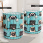 Pug Wood Blue Laundry Basket For Room Home Organizer