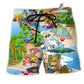 Puppy Funny Love Beaches Hawaiian Print Beach Shorts For Summer Vacation And Coastal Travel