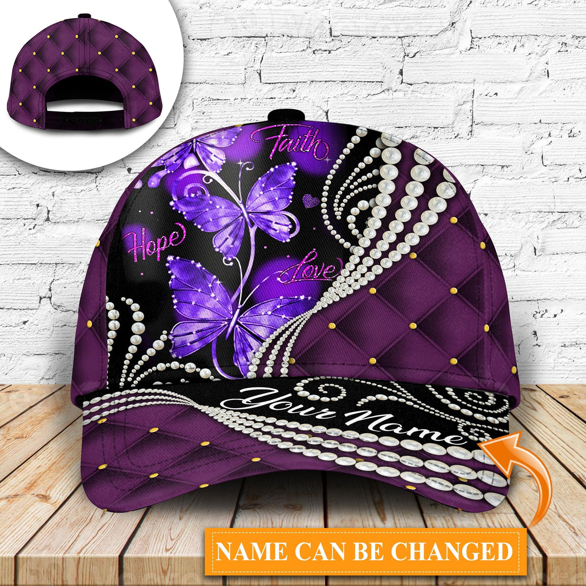 Purple Butterfly Faith Hope Love Classic Cap For Weekend Outings Holidays And Thoughtful Gifting