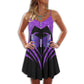 Butterfly Purple Fly V-Neck Sleeveless Cami Dress For Summer Events And Colorful Daily Fashion