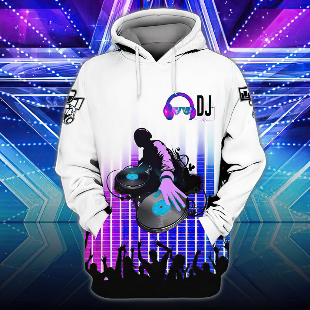Purple White DJ Hoodie For Festival Outfits Music Events And Relaxed Daily Style