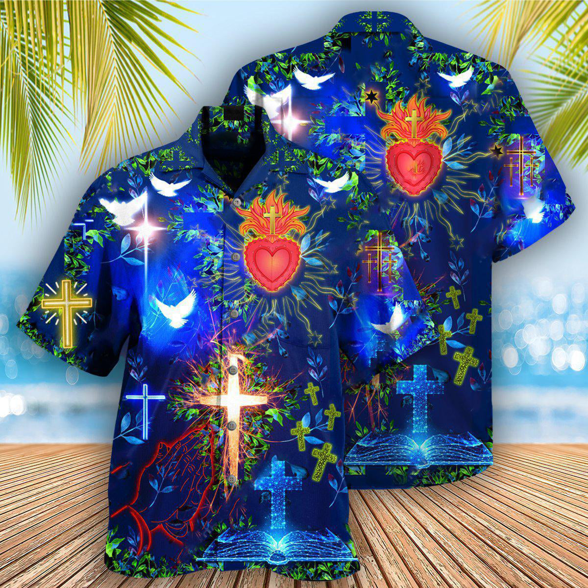 Faith Put First Hawaiian Shirt Pattern Detail For Vacation Travel And Daily Wear