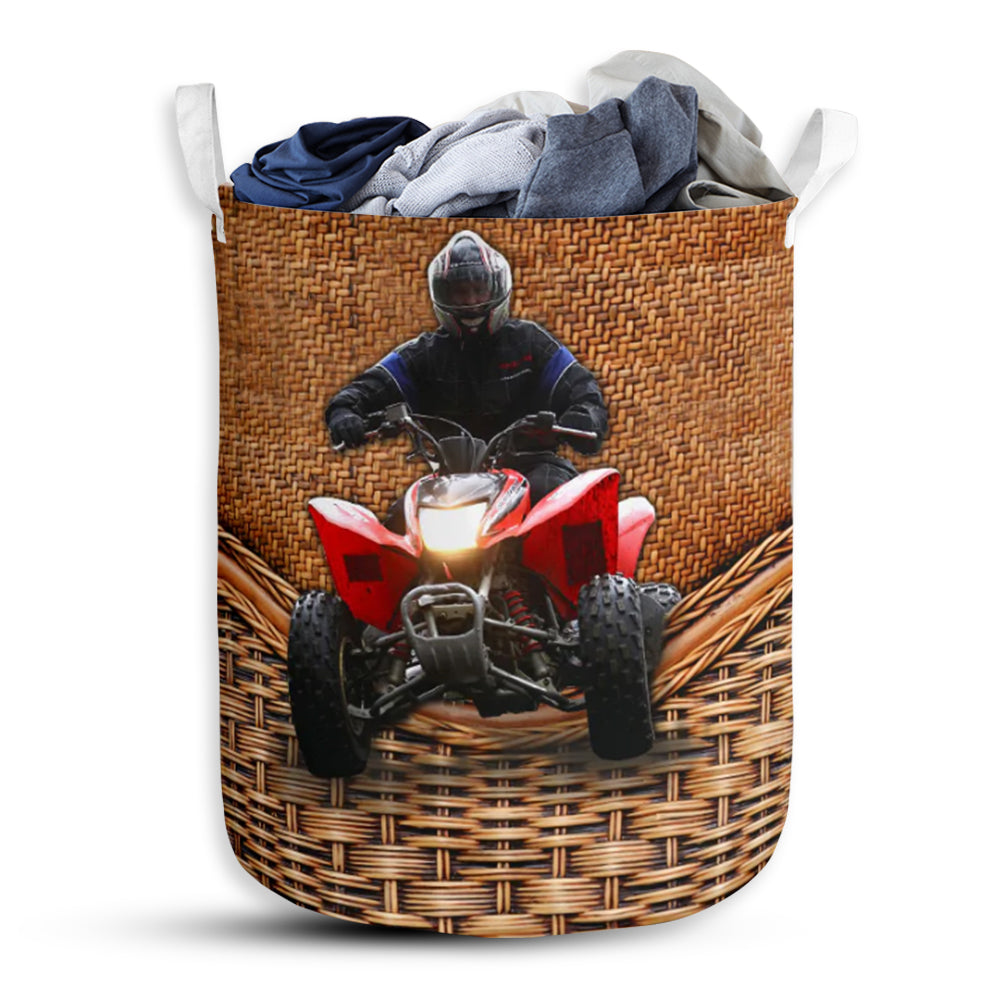 Quad Racing Rattan Texture Laundry Basket For Bathroom Bedroom Storage