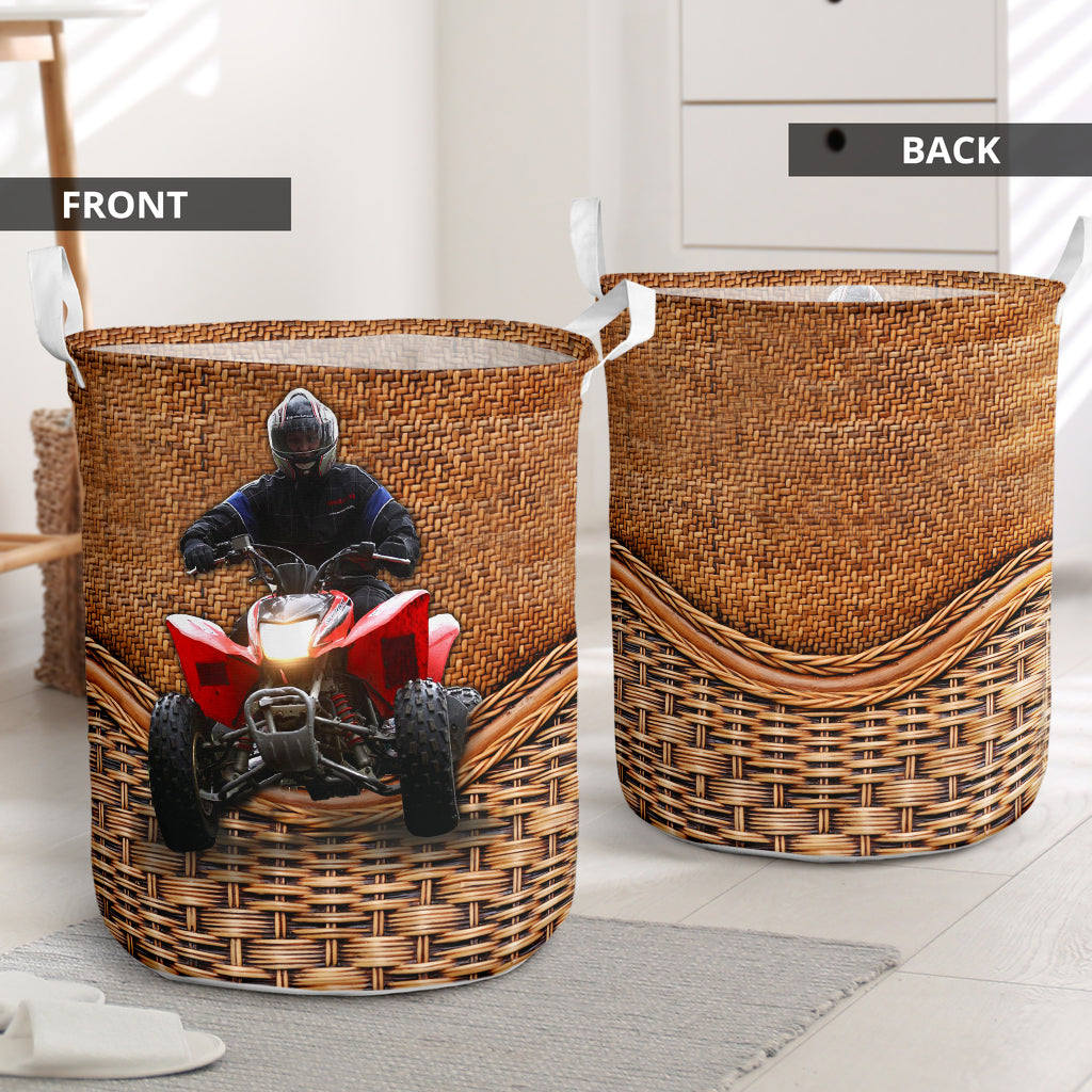 Quad Racing Rattan Texture Laundry Basket For Room Home Organizer