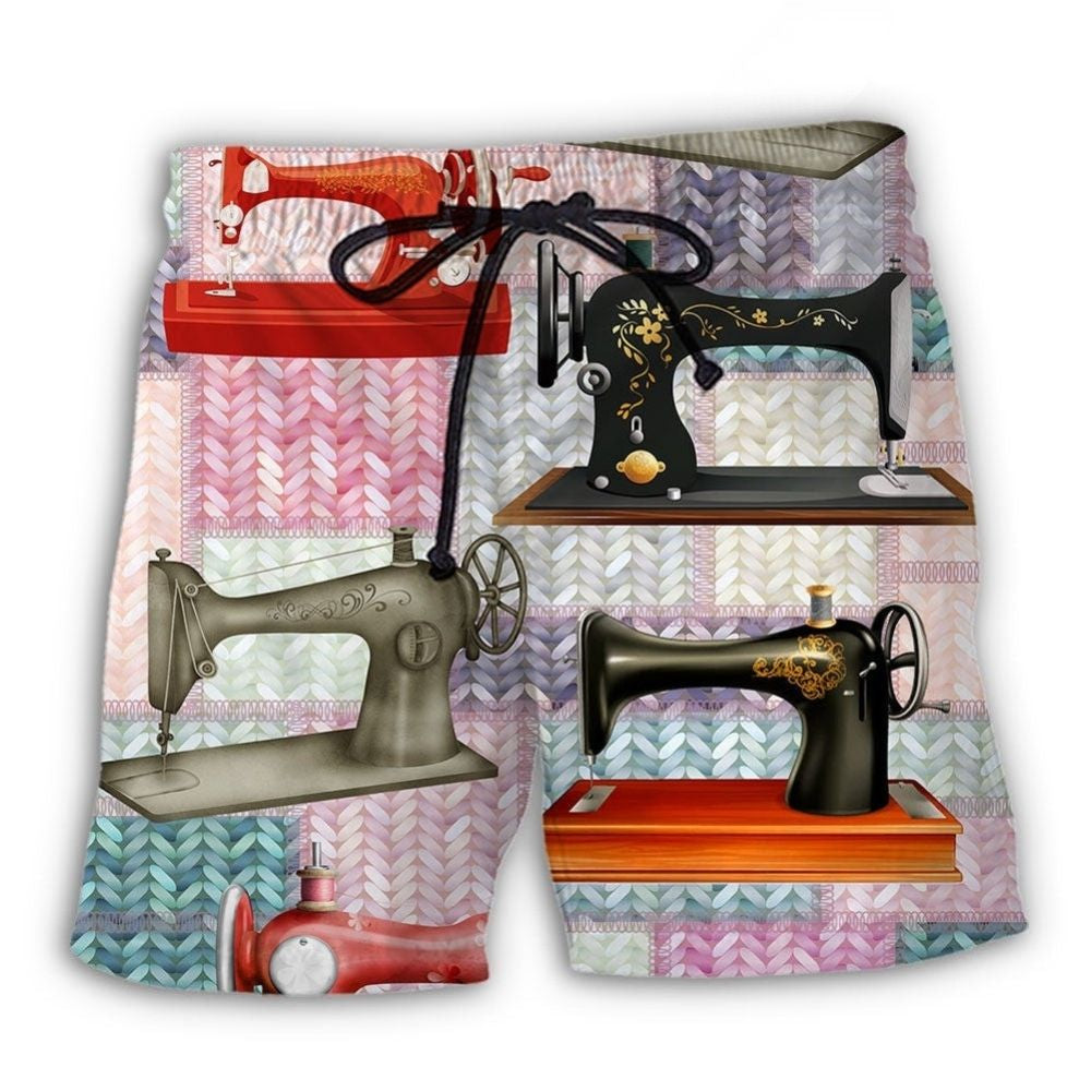 Quilting Machine Knit Fabric Lover Beach Shorts For Summer Vacation And Coastal Travel