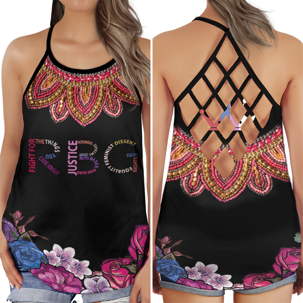 Courage And Conviction Floral Hollow Tank Top For Yoga Practice And Summer Outings