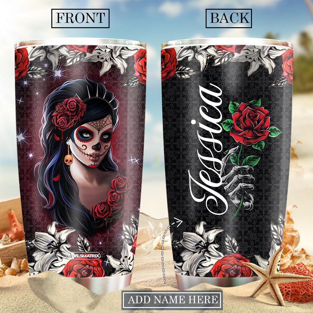 Skull Rose Girl Personalized 20 Oz Tumbler For Coffee Travel And Daily Drinks